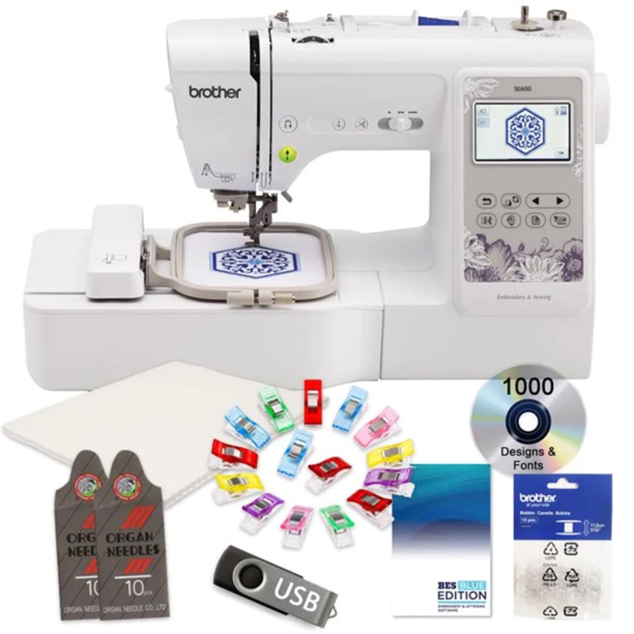 Brother SE600 Sewing and Embroidery Machine 4x4 With SABESBLUE Software and $199 Bonus Bundle